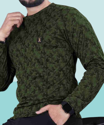 Magpy Printed Men Round Neck Dark Green T-Shirt