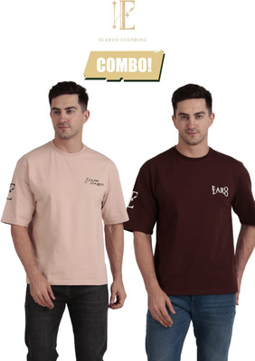 ELAROO CLOTHING Geometric Print Men Round Neck Red, Beige T-Shirt