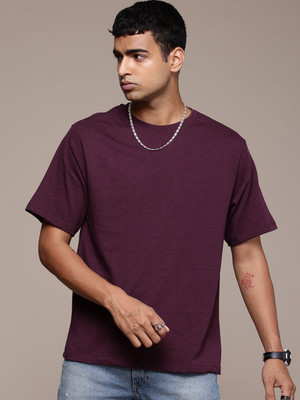 R.Code by The Roadster Life Co. Printed Men Round Neck Purple T-Shirt