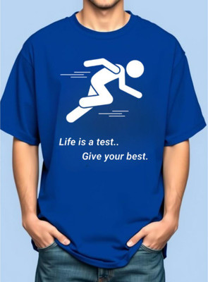 BLOSSOMTRADER Graphic Print Men Round Neck Blue T-Shirt