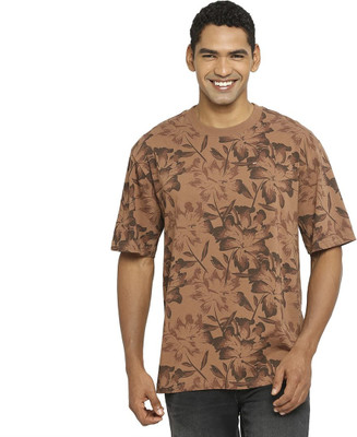 BASICS Printed Men Polo Neck Brown T-Shirt