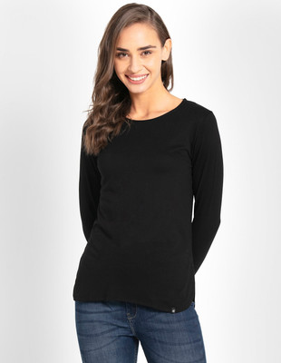 JOCKEY Solid Women Round Neck Black T-Shirt