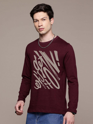 Moda Rapido Graphic Print Men Round Neck Maroon T-Shirt