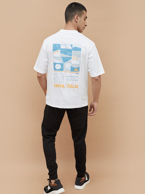 Kappa Printed Men Round Neck White T-Shirt