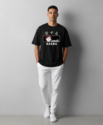 Clever Fox Graphic Print Men Round Neck Black T-Shirt