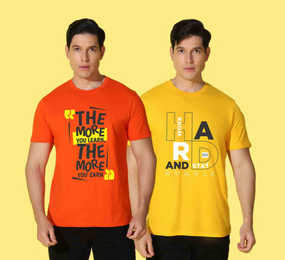 WOOSTRO Printed, Typography Men Round Neck Multicolor T-Shirt
