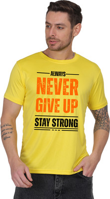POONAM Self Design Men Round Neck Reversible Yellow T-Shirt