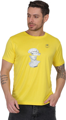 SOLBLOOMS Graphic Print Men Round Neck Yellow T-Shirt