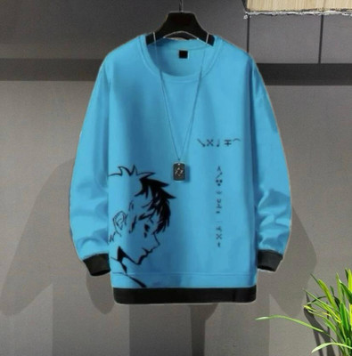 Abhishek Printed Men Round Neck Light Blue, Black T-Shirt