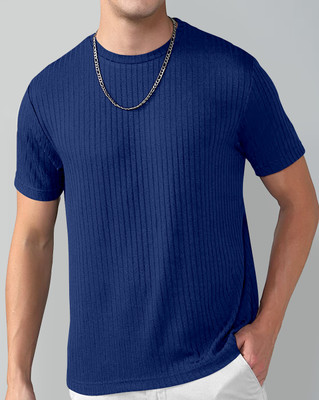 D.R fashion Self Design Men Round Neck Blue T-Shirt