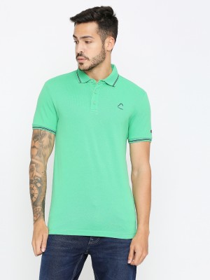 BEING HUMAN Solid Men Polo Neck Green T-Shirt
