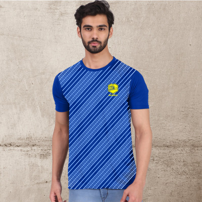 London Hills Printed Men Round Neck Blue T-Shirt