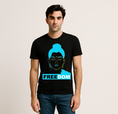 Be Crazy Printed Men Round Neck Black T-Shirt