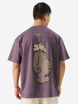 The Souled Store Graphic Print Men Round Neck Purple T-Shirt