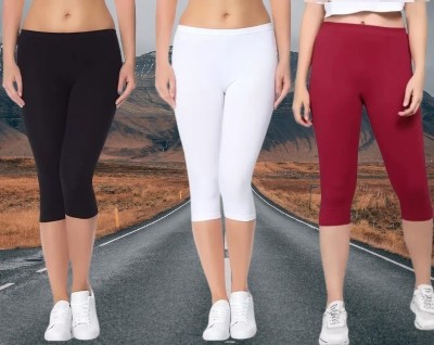 CELOONI Women Black, White, Maroon Capri