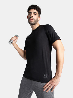 JOCKEY Solid Men Round Neck Black T-Shirt
