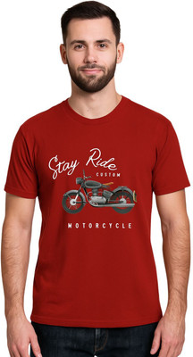 DGC Printed Men Round Neck Maroon T-Shirt