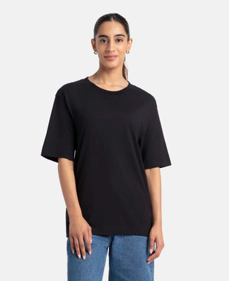 JOCKEY Solid Women Round Neck Black T-Shirt