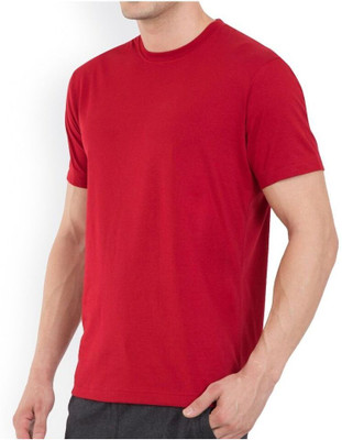 KNETLY Solid Men Round Neck Red T-Shirt