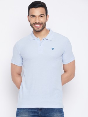 DUKE Solid Men Polo Neck Blue T-Shirt