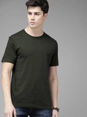 RULEDBYSUN Solid Men Round Neck Green T-Shirt
