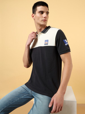 Wrangler Colorblock Men Polo Neck Black, White T-Shirt