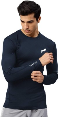 Just Rider Solid Men Round Neck Dark Blue T-Shirt