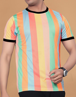HouseOfCommon Printed Men Round Neck Multicolor T-Shirt