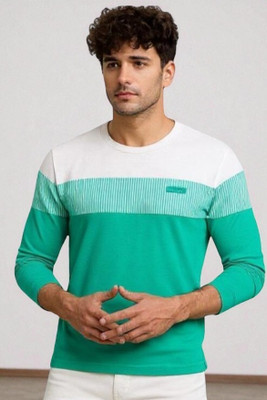 Autna Colorblock Men Round Neck Green T-Shirt