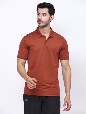 DIDA Solid Men Polo Neck Brown T-Shirt