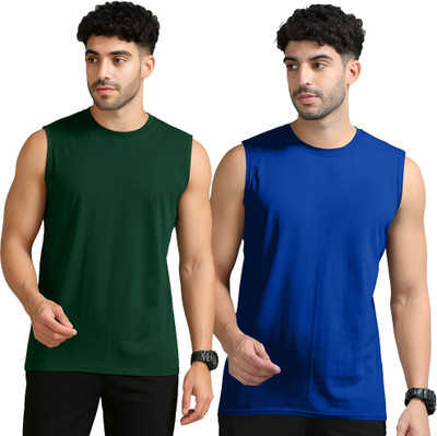 JB Jangoboy Solid Men Round Neck Dark Green, Dark Blue T-Shirt