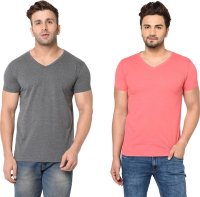 Moordale Fab Solid Men V Neck Multicolor T-Shirt