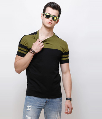 Wrath Colorblock Men Round Neck Green, Black T-Shirt