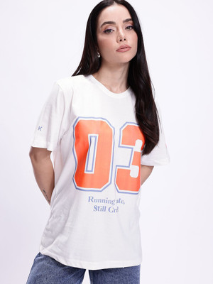 Kook N Keech Typography Women Round Neck White T-Shirt