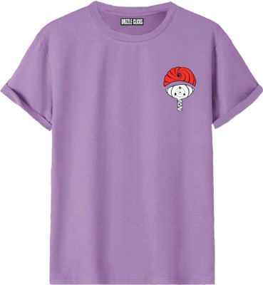 DrizzleClicks Boys Graphic Print Cotton Blend Regular T Shirt(Purple, Pack of 1)
