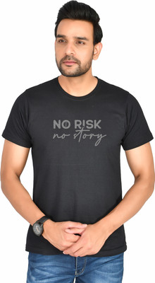 Burundi Blu Graphic Print Men Round Neck Black T-Shirt