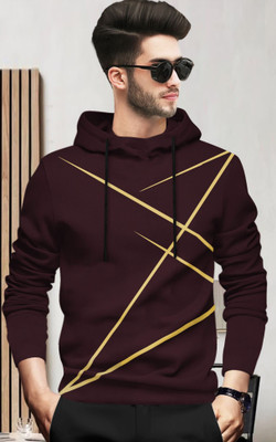 TRIPR Printed Men Hooded Neck Maroon T-Shirt