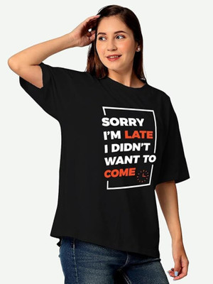 PD CLORI Graphic Print Women Round Neck Black T-Shirt