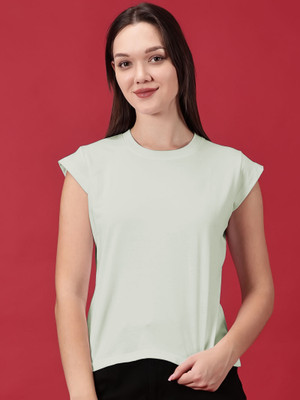 Novia Solid Women Round Neck Grey T-Shirt