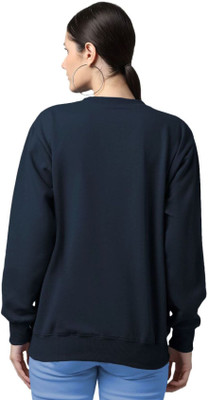 THE BLAZZE Solid Women Round Neck Blue T-Shirt