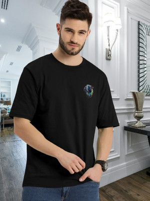 Dark Drive Printed Men Round Neck Black T-Shirt