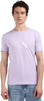 Calvin Klein Printed Men Round Neck Purple T-Shirt