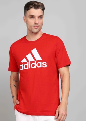 ADIDAS Printed Men Round Neck Red T-Shirt