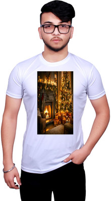 NITYANAND CREATIONS Printed Men Round Neck White T-Shirt