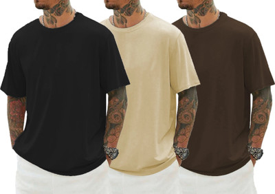 DISINVENT Solid Men Round Neck Multicolor T-Shirt