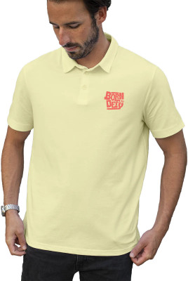 Fighterheero Printed Men Polo Neck Yellow T-Shirt