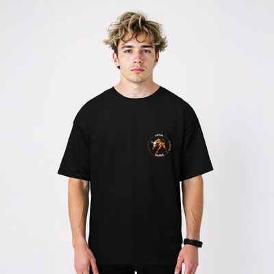 Librone Printed Men Round Neck Black T-Shirt