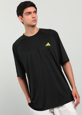 ADIDAS Solid Men Round Neck Black T-Shirt