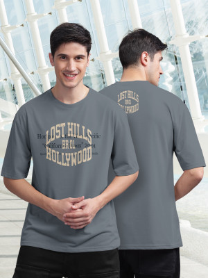 Bullmer Printed Men Round Neck Grey T-Shirt