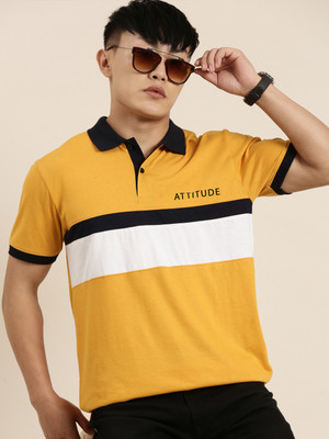METRONAUT Solid Men Polo Neck Yellow T-Shirt